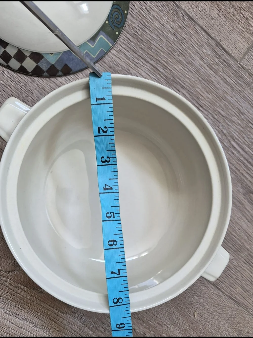 Two Covered Serving Bowl in White and Blue Pattern